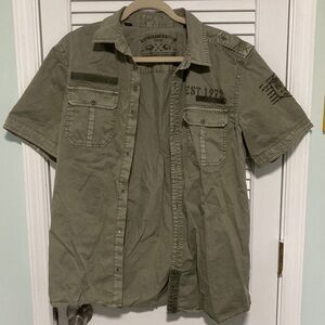 Buffalo David Bitton Olive Short Sleeve Shirt Jacket